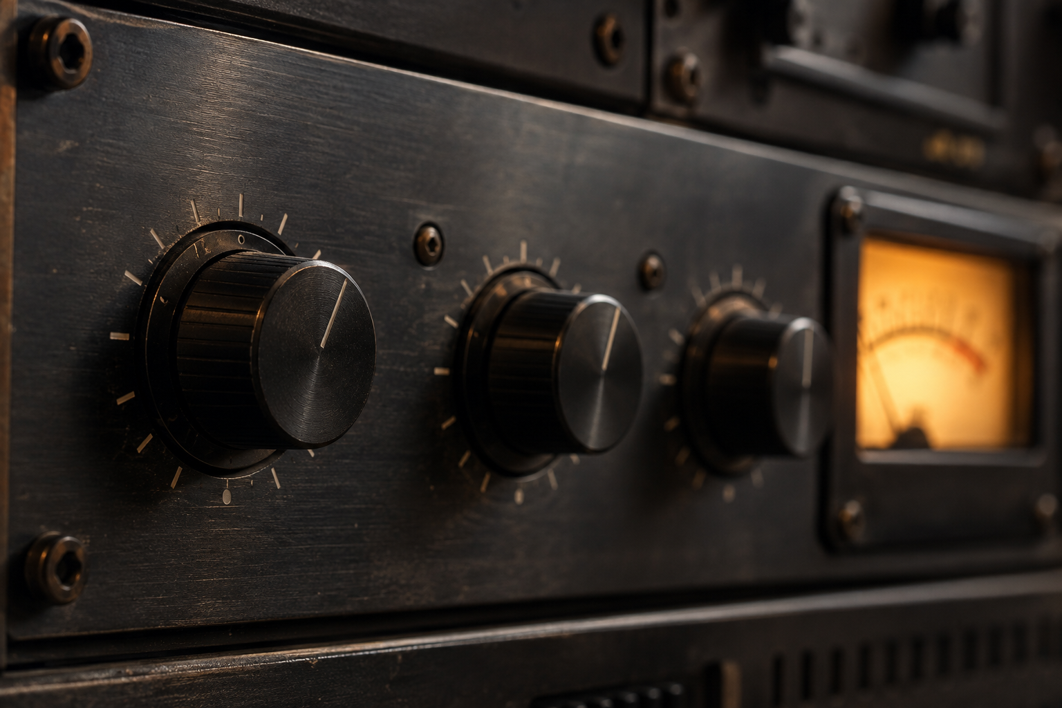 Detailaufnahme analoger Audiotechnik